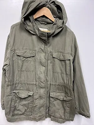AVA & VIV Military Style Jacket Women’s Size 2X Army Green Collar Zip Hooded  • $17