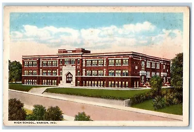 C1940's High School Entrance View Marion Indiana IN Unposted Postcard • $14.98