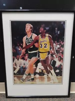 Larry Bird Magic Johnson Signed Auto Autograph Framed Photo #54/300 UDA COA • $125