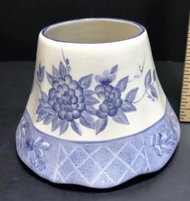 VTG Home Interior Country Candle Topper Shade White With Blue Flowers FREE SHIP • $22.90