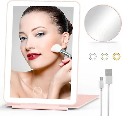 Travel Makeup Mirror With Lights 10x Magnifying Round Mirror Rechargeable Lig... • $17.95