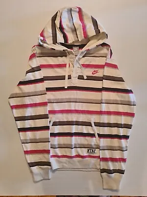 Nike Track And Field Womens White Striped Hoodie Size M- Vintage Clothing  • $35