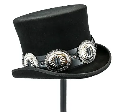 Conch Wool Felt Top Hat Steampunk Topper Victorian Mad Hatter Slash Flat Top • $22.99