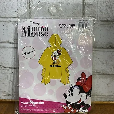 Disney Minnie Mouse Youth Rain Poncho Yellow Florida Design One Size Fits All • $10.99