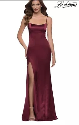 La Femme Satin Burgundy Gown Sz 10 New • $38