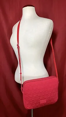 MICHAEL KORS Red Padded Crossbody Bag Purse IPad Case Adjustable Patent Strap • $39.99