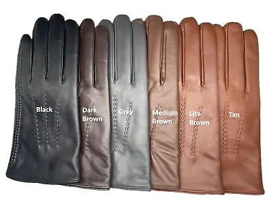 Men's SHEEPSKIN Leather Braided Winter Gloves W/ Cashmere Lining (#101) • $24.99