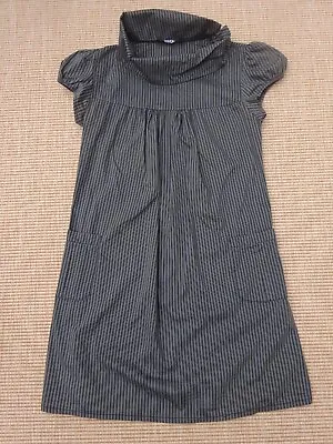 £2.50 • Buy Ladies Dress WalG Size Small Grey Black Stripe Short Sleeve High Neck Pockets
