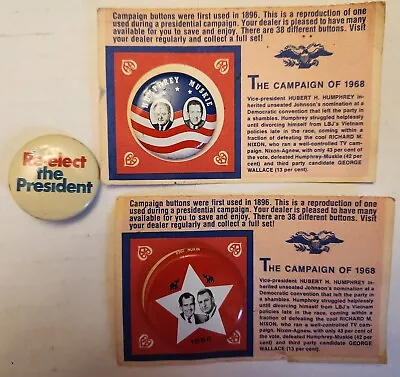 The Campaign Of 1968 Nixon Agnew Humphrey Muskie 1 1/4  Political Pins Buttons • $15