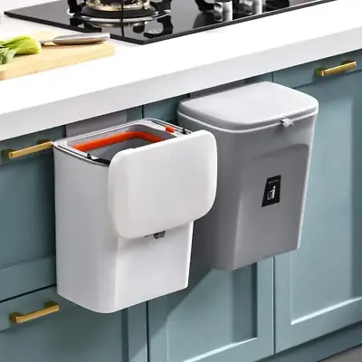 9L Upgraded Kitchen Compost Bin For Counter Top Or Under Sink Hanging Trash Can • £9.95