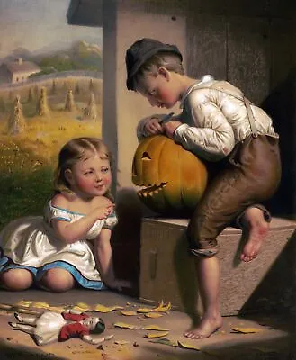 9473.Decoration Poster.Wall Art.Home Decor.Children Carving Pumpkin Halloween • $29