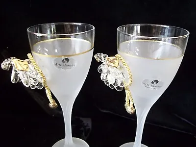 Silvestri Arte Murano Italy Wedding Stemmed Glass  Goblets Set Crystal Grapes • $22