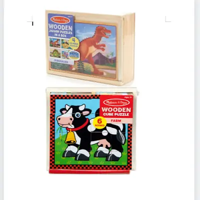 2 Melissa And Doug Wooden Jigsaw Puzzles With Storage Tray  • $24.99