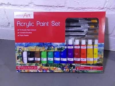 Acrylic Paints And Brushes Set Hobbies Crafts Colour Model Painting Palette • £6.91