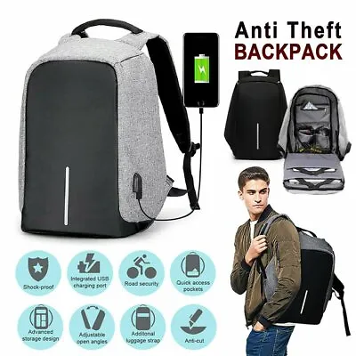 Anti Theft Backpack Waterproof Bag School Travel Laptop Bags + USB Charging Port • $22.98