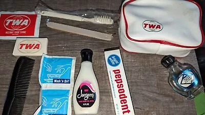 TWA Airline Vintage Small Bag With Toiletries Jergens Soap Etc • $12
