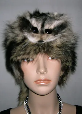 New Unisex Raccoon Fur Mountain Man Fur Hat With Face Made In Usa • $99