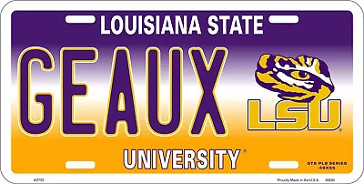 NCAA Officially Licensed LSU Tigers Vanity Geaux Aluminum License Plate • $11.99