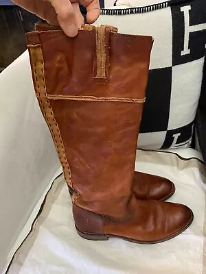 VTG. Frye Womens Tall Brown Leather Riding Boots SZ 8.5B/BOHO/Mexico • $54.95