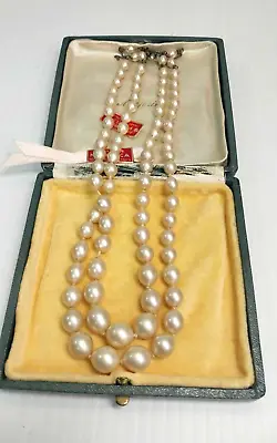 Majorica Sterling Silver 3-stone & Simulated Pearl Beaded Necklace + Box • $39.95