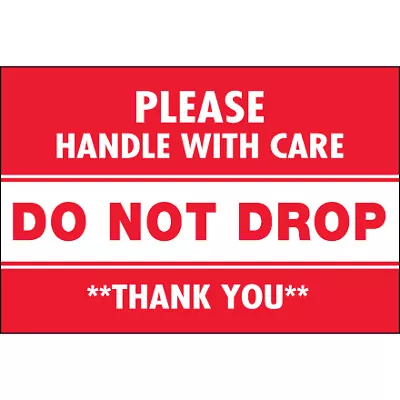 Handle With Care: 500/Roll - Red/White 2x3  Do Not Drop Labels • $32.27