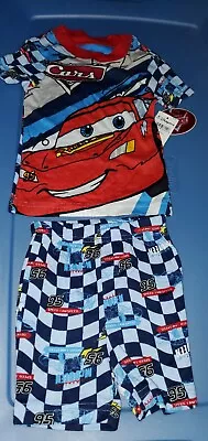 NEW Disney Store Pixar CARS Lightning MCQUEEN 95  Sz 2 All Cotton Pj Pajamas 2pc • $19.50