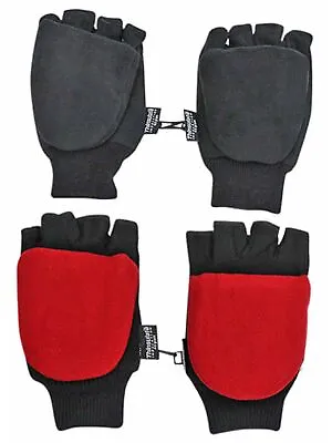 Black & Red 2-pack Men's Convertible Fingerless Gloves With Mitten Cover • $17.99