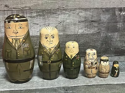 Vintage Military Generals Nesting Dolls 6 Total: Private - 4 Star General • $25