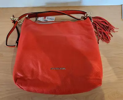 MICHAEL KORS WESTON Mandarin Orange Medium/Large Shoulder Tote W/ XB Strap NWT • $99