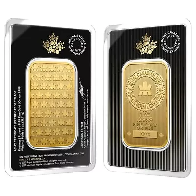 1 Oz Gold Wafer Bar Royal Canadian Mint RCM .9999 Fine (In Assay Random Year) • $2469.78