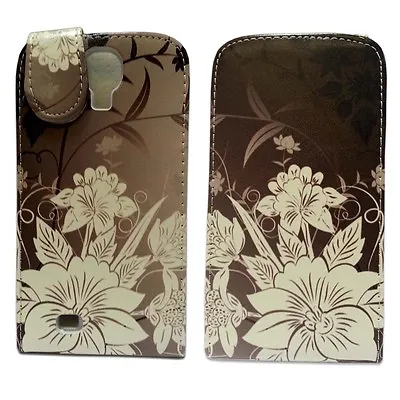 Case For Samsung Galaxy S4 Mini Brown Case White Floral Flip Pu Leather Cover • $24.82