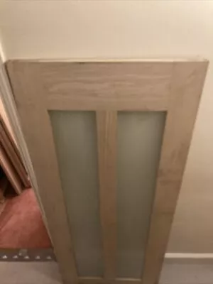 Vertical 2 Panel Glazed Oak Veneer Internal Door (H)1981mm (W)838mm (T)35mm • £79