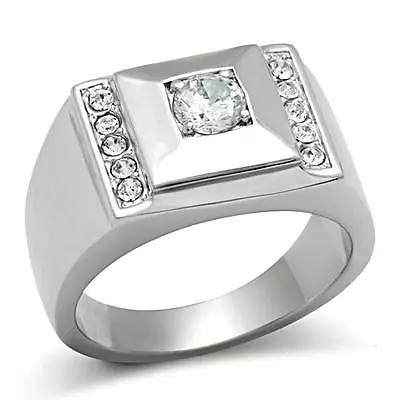 $29.99 • Buy 18K W GOLD EP .60CT MENS DIAMOND SIMULATED RING Sz 8-13 You Choose