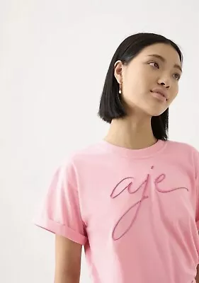 AJE Claudel Embroided T-Shirt XXS Pink • $80