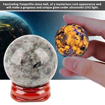 Natural Yooperlite Flame Fire Stone Rock Crystal Ball Under UV Very Bright 40mm • $10.52