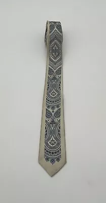 VINTAGE-   XANDRINI  Men's SILK TIE Blue On Silver Pattern 'Skinny' Tie • $7.99