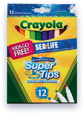 Crayola Super Tips Washable Markers 12 Pack Assorted Colour Felt Tip Pens • £4.49