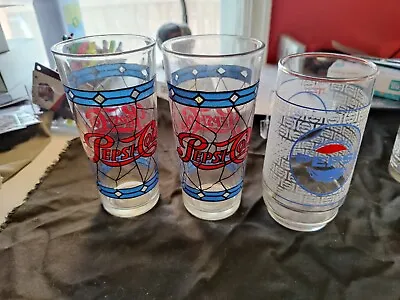 Vintage Pepsi Stained Glass Tiffany Style 1970 Set Of Two/1962 Pepsi Glass  • $15