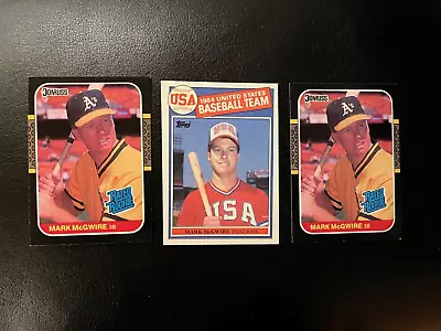 THREE CARD LOT OF ASSORTED MARK McGWIRE ROOKIES  * NMT-MT * • $15