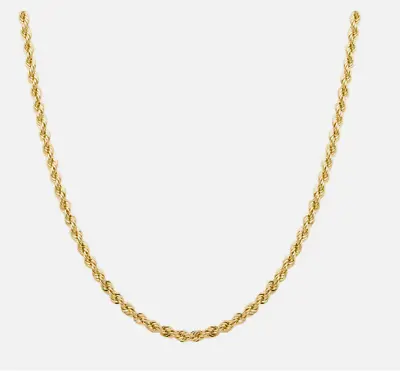 REAL 925 Sterling Silver 14KT Gold-Plated Diamond Cut Rope Chain ITALY-1.5MM • $2.99