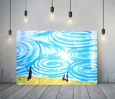 £27.99 • Buy Hockney Style 11-  Framed Canvas Artist Wall Art Paper Picture Print- Beach Sea