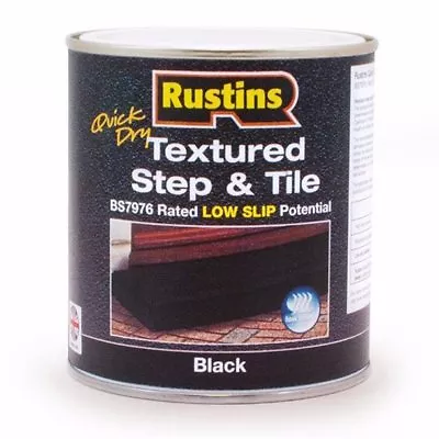 Rustins Quick Dry Textured Step And Tile Paint Black 500ml Rated LOW Slip • £12.67