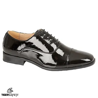 Goor M291AP Mens Shiny Black Patent Leather Formal Business Wedding Oxford Shoes • £29.75