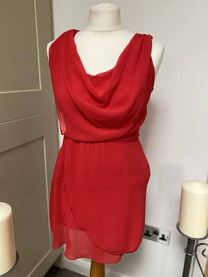 £6 • Buy Ladies Wal G Lined Red ChIffon Style Dress UK Size 8