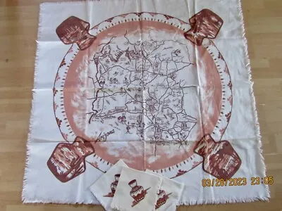 Vintage Tablecloth Map Souvenir Of Arizona Mid Century 1950's..3 Napkins • $22