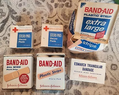 Vintage Johnson & Johnson Band-aid Tins Gauze Extra Large Strips And Bandage • $25