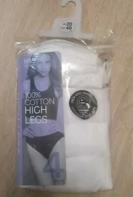 Ladies Ex M&S Briefs Womens Underwear Lingerie White Knickers Stretch High Legs • £7.95