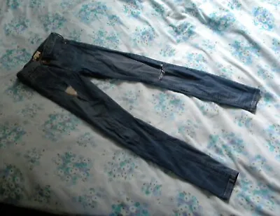 £8.50 • Buy River Island Size 6 Blue Stretch Denim High Waist Skinny Jeans Jeggings Molly