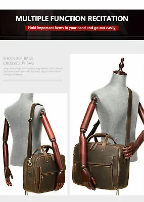 Men Vintage Handbag Adjustable Man Large Bag Laptop Bags 15 Lawyer Briefcase Bag • $240.89