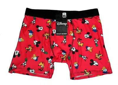 Crazy Boxer Disney Mickey Mouse Donald Duck Pluto Goofy Red Boxers Men's NWT • $19.99